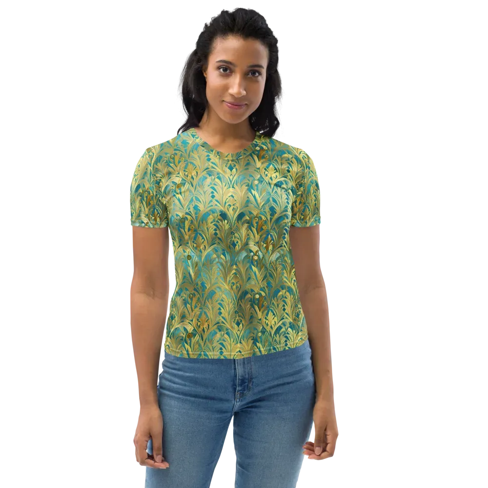 Turquoise Plumage on Women's Crew Neck T-Shirt — Front