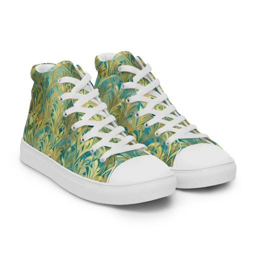 Turquoise Plumage on a Women's High Top Canvas Shoes