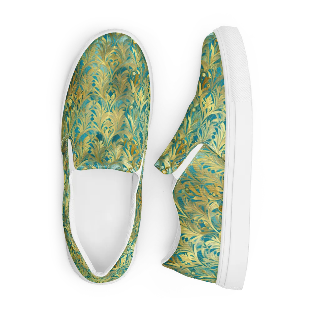 Turquoise Plumage on Men's Slip-On Canvas Shoes — Front