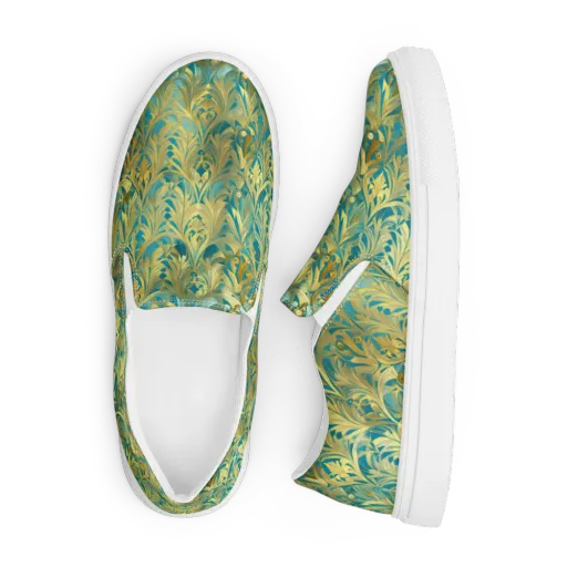Turquoise Plumage on a Men's Slip-On Canvas Shoes