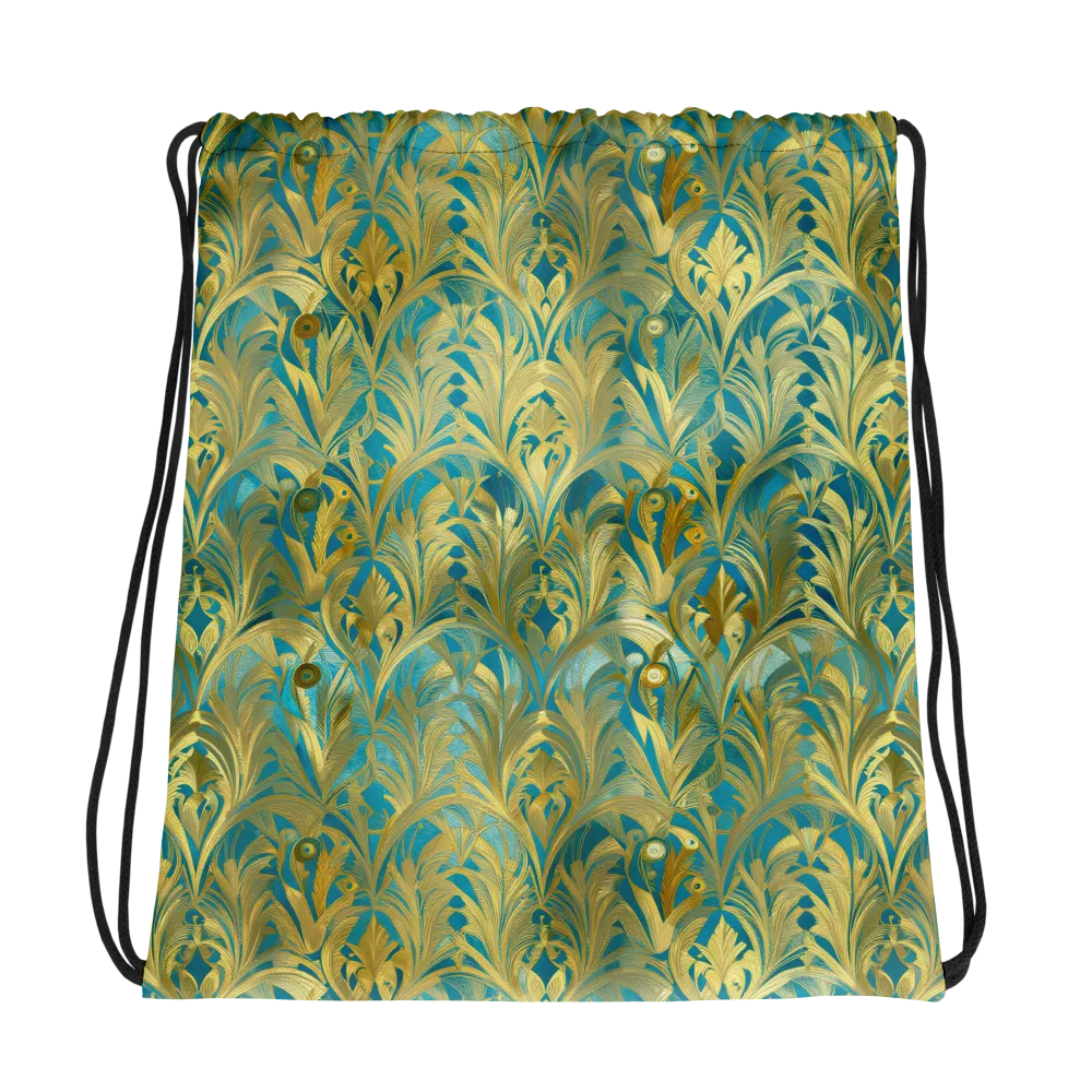 Turquoise Plumage on Drawstring Bag — Photo