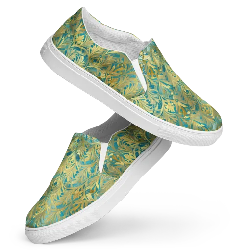 Turquoise Plumage on a Women's Slip-On Canvas Shoes