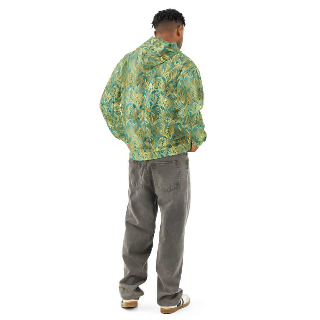 Turquoise Plumage on Cotton Hoodie — Back