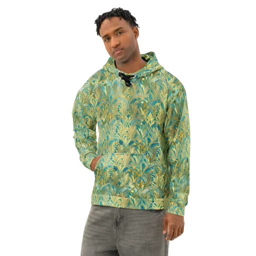 Turquoise Plumage on a Cotton Hoodie