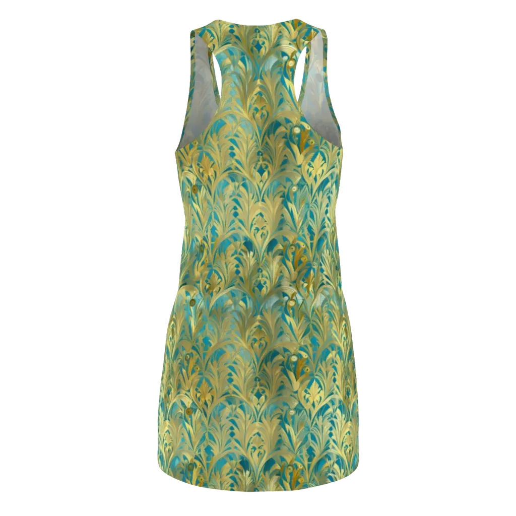 Turquoise Plumage on Racerback Dress — Back