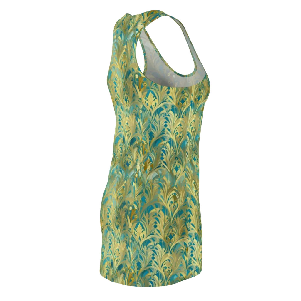 Turquoise Plumage on Racerback Dress — Back Side