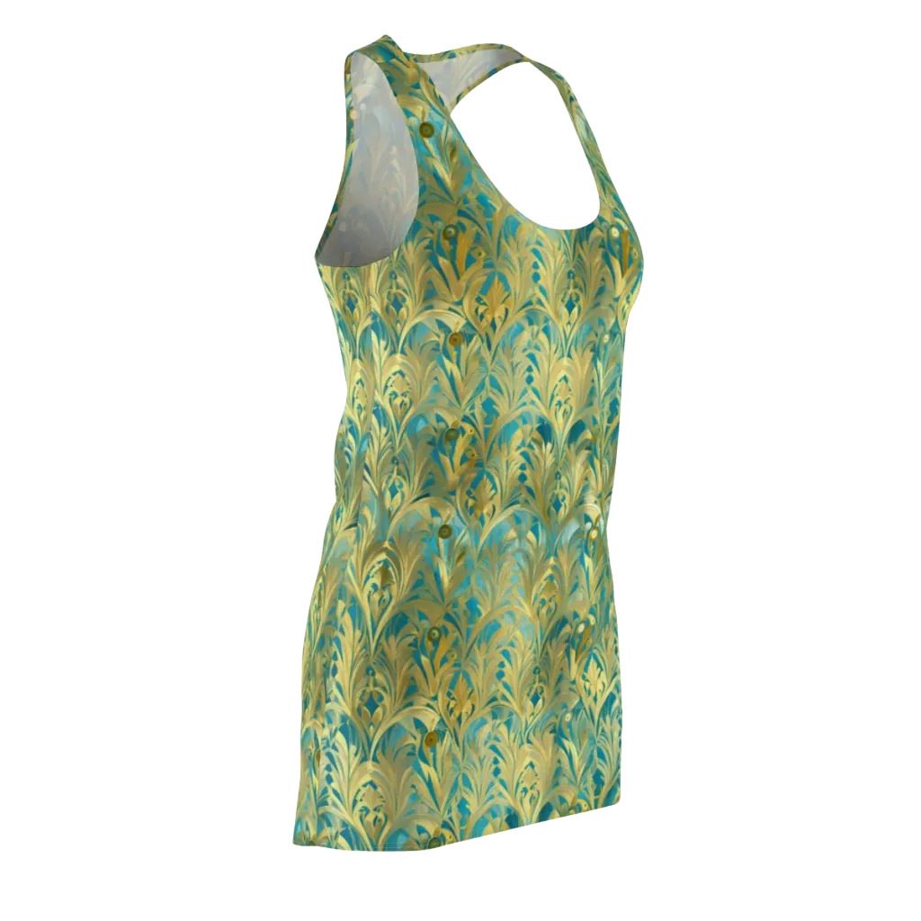 Turquoise Plumage on Racerback Dress — Front Side