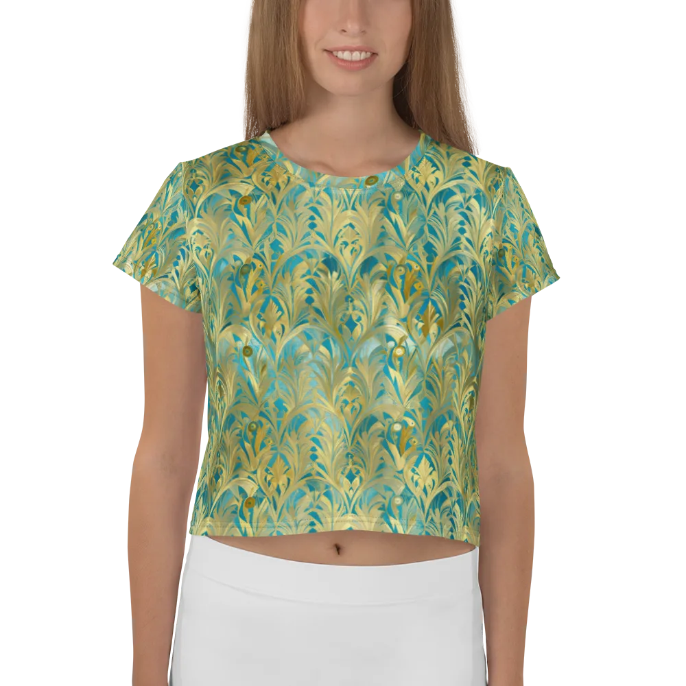 Turquoise Plumage on Crop Tee — Front