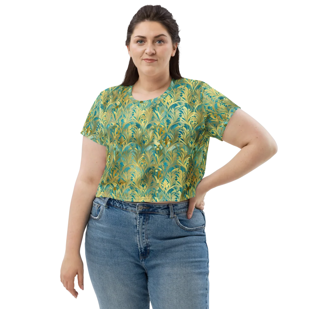 Turquoise Plumage on Crop Tee — Front