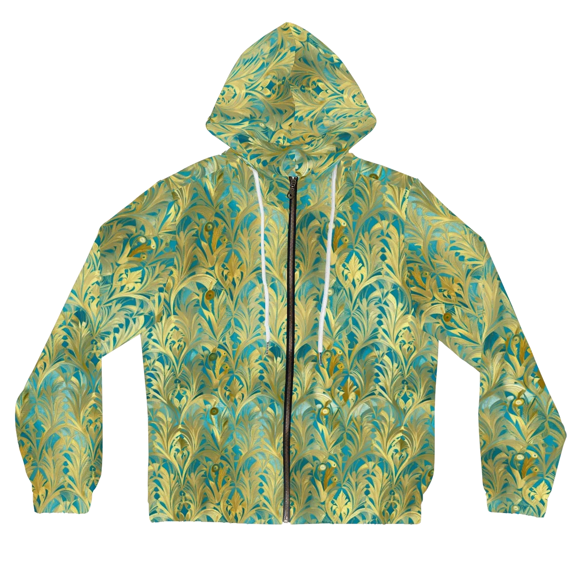 Turquoise Plumage on Women's Full-Zip Hoodie — Front