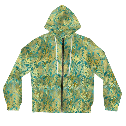 Turquoise Plumage on a Women's Full-Zip Hoodie