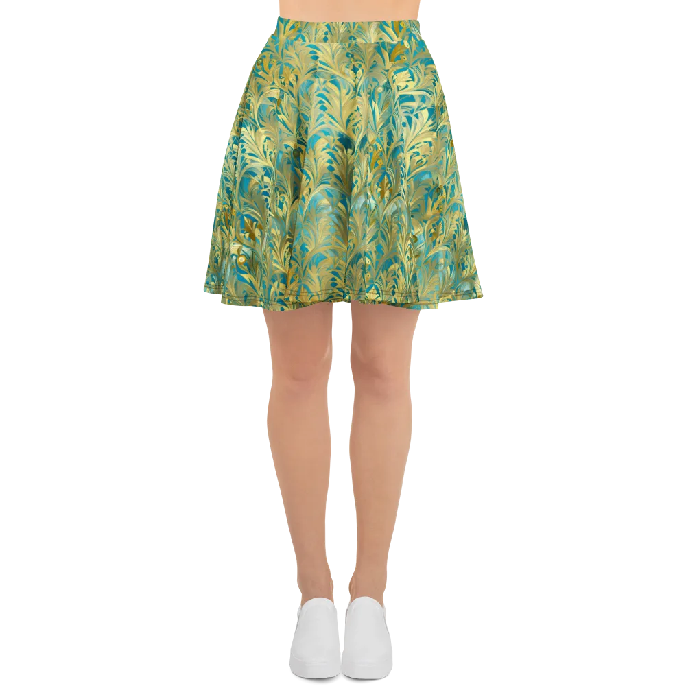 Turquoise Plumage on Skater Skirt — Front