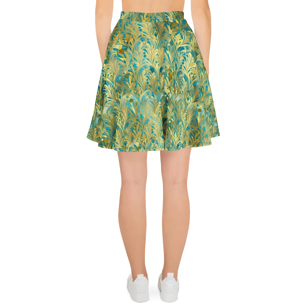 Turquoise Plumage on Skater Skirt — Back