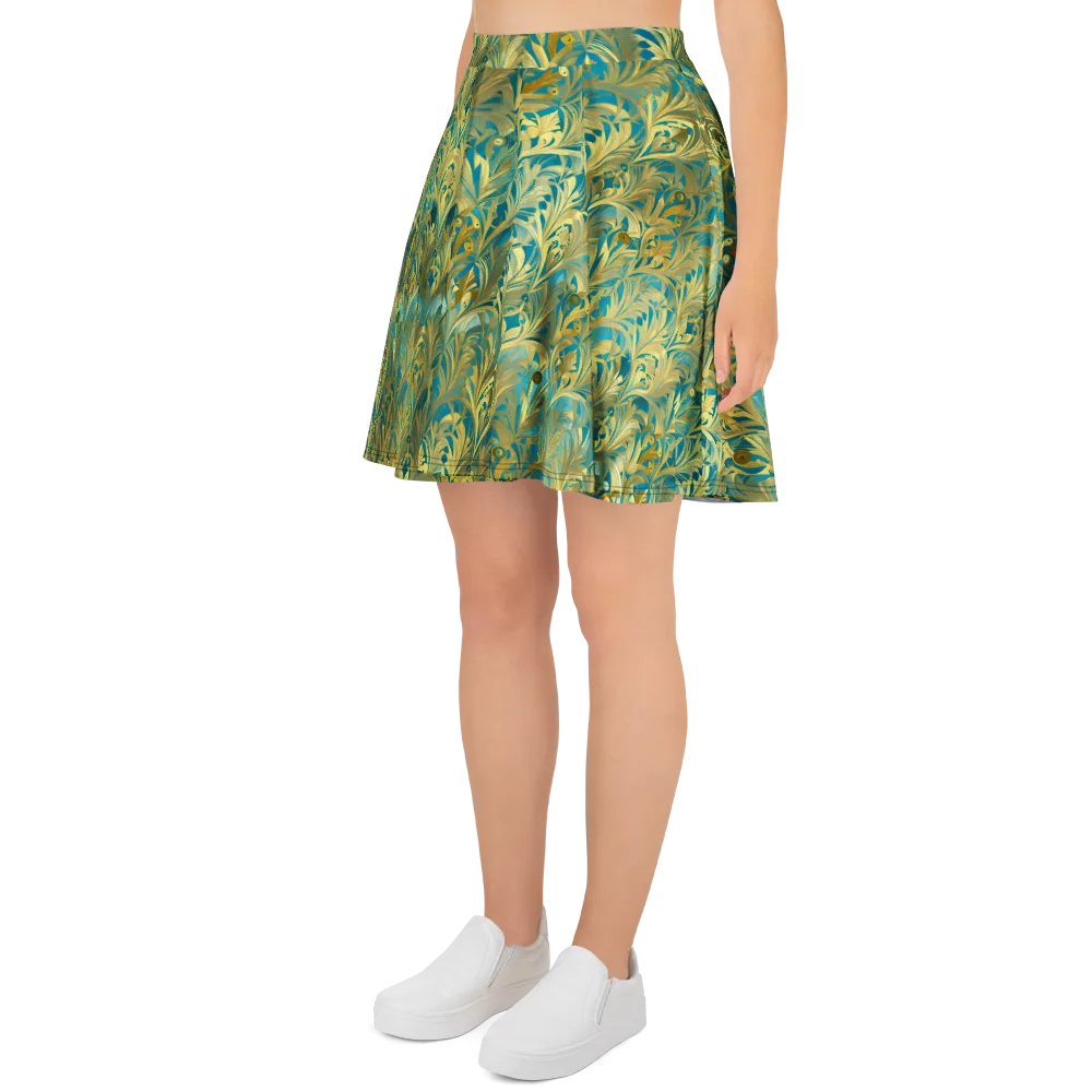 Turquoise Plumage on Skater Skirt — Left