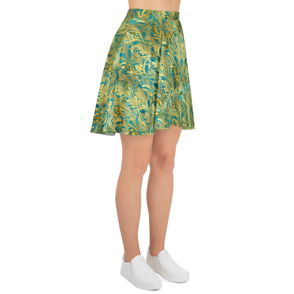 Turquoise Plumage on Skater Skirt — Right