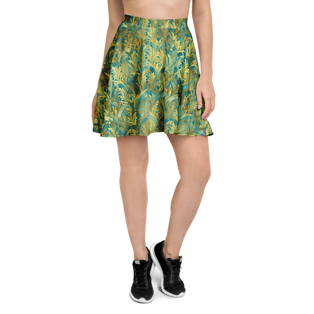 Turquoise Plumage on Skater Skirt — Front