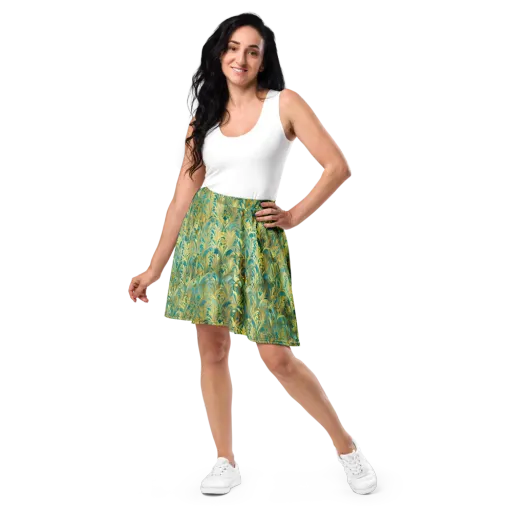 Turquoise Plumage on a Skater Skirt