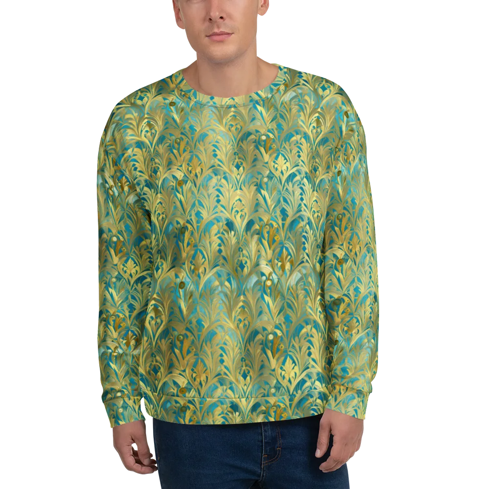 Turquoise Plumage on Sweatshirt — Front