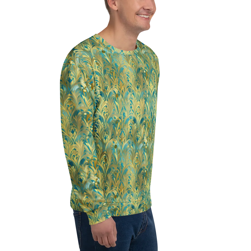 Turquoise Plumage on Sweatshirt — Right Front