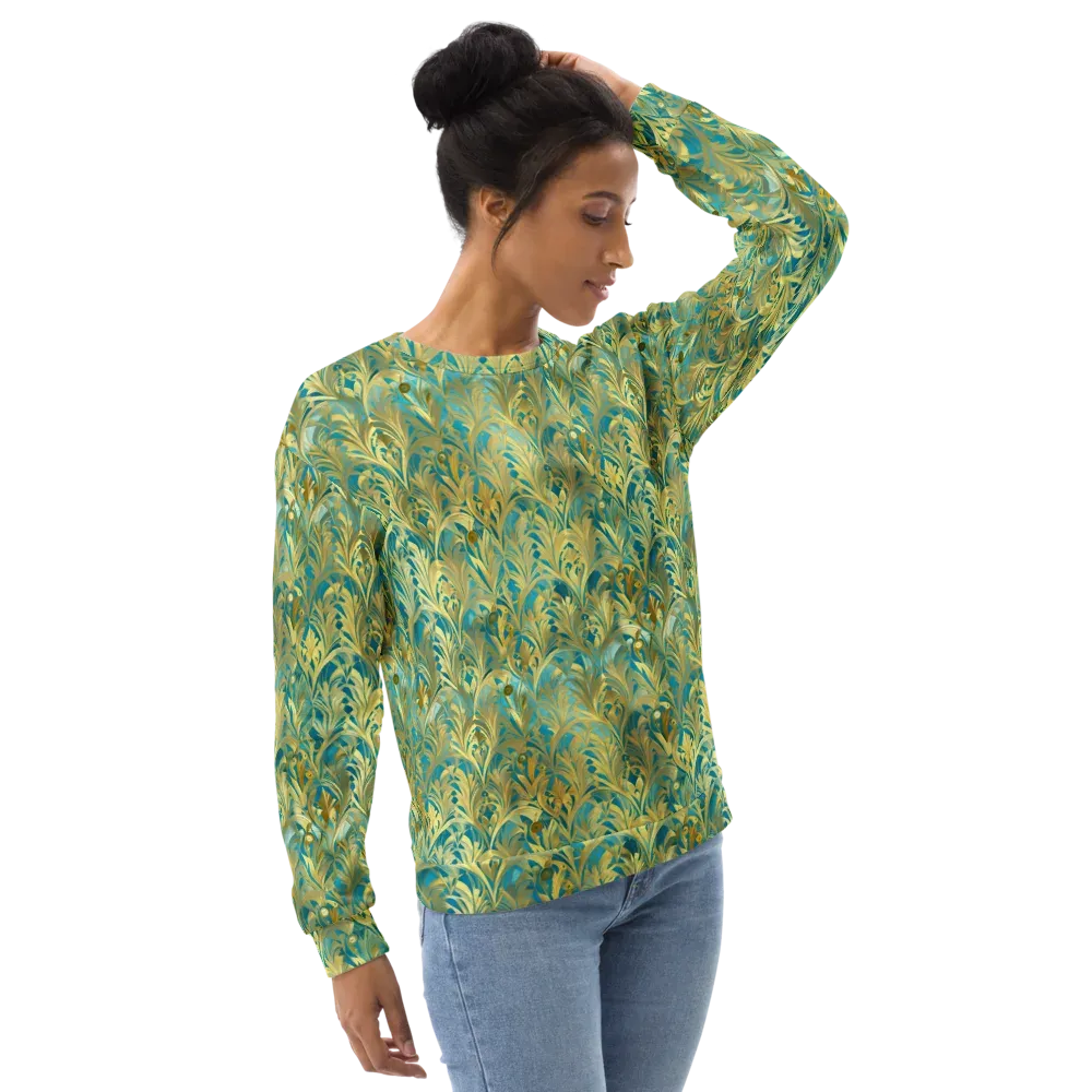 Turquoise Plumage on Sweatshirt — Right Front