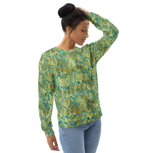 Turquoise Plumage on a Sweatshirt