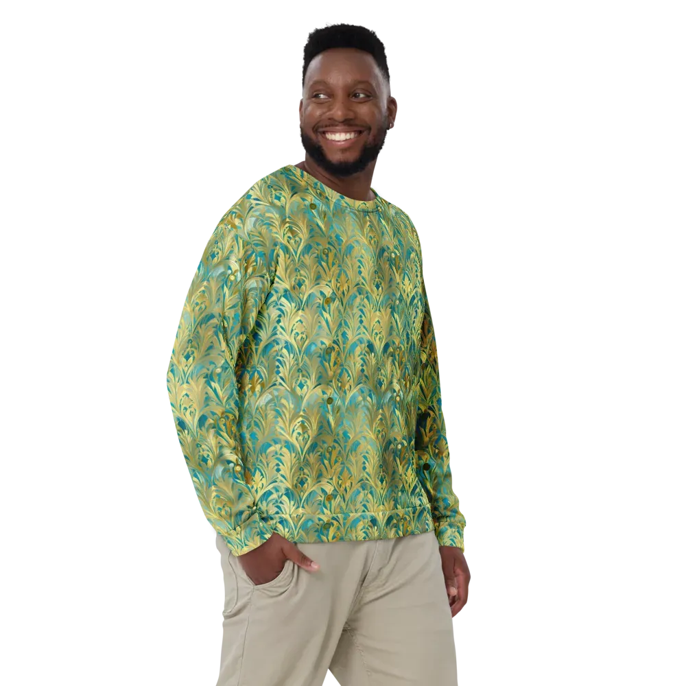 Turquoise Plumage on Sweatshirt — Front