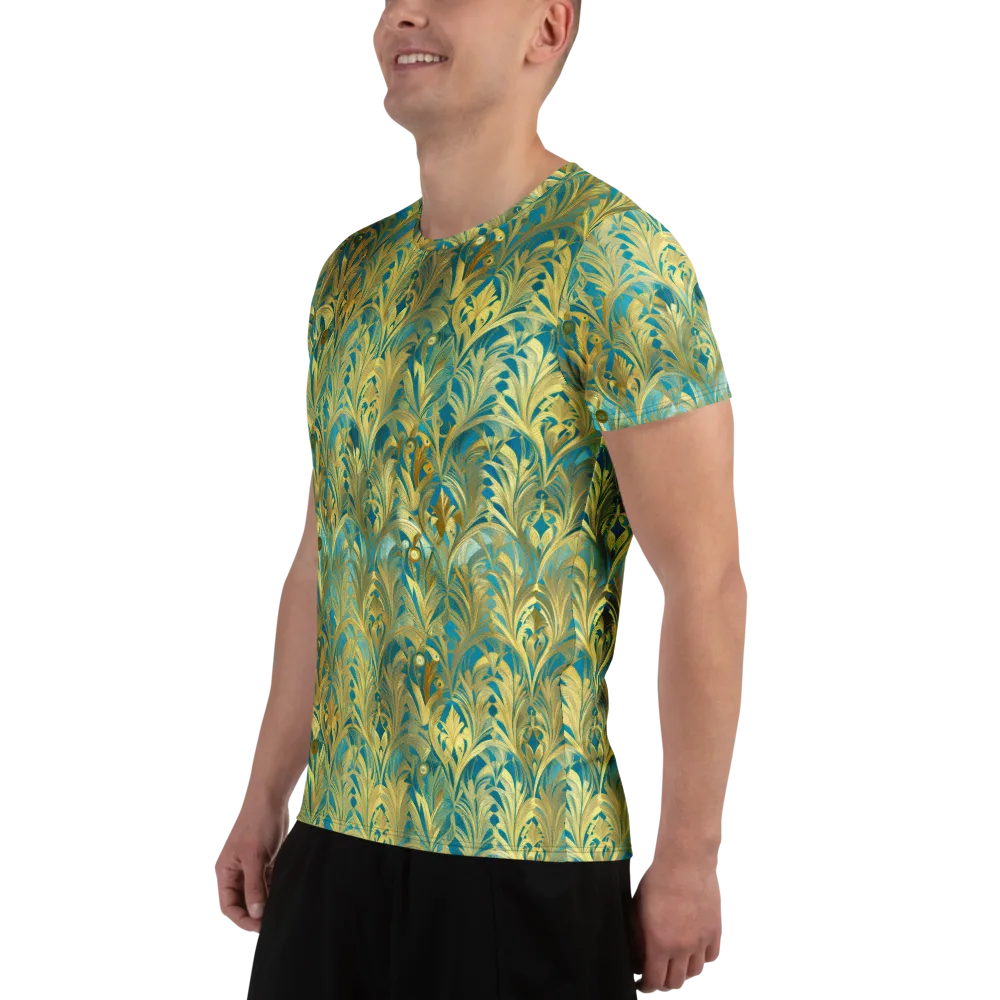 Turquoise Plumage on Men's Athletic T-Shirt — Left