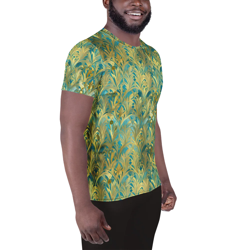 Turquoise Plumage on Men's Athletic T-Shirt — Right
