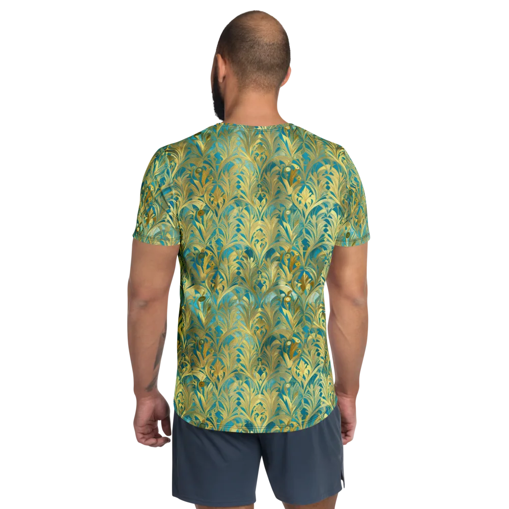 Turquoise Plumage on Men's Athletic T-Shirt — Back