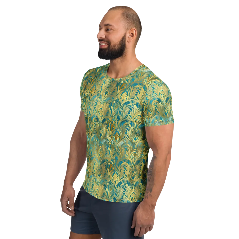 Turquoise Plumage on Men's Athletic T-Shirt — Left