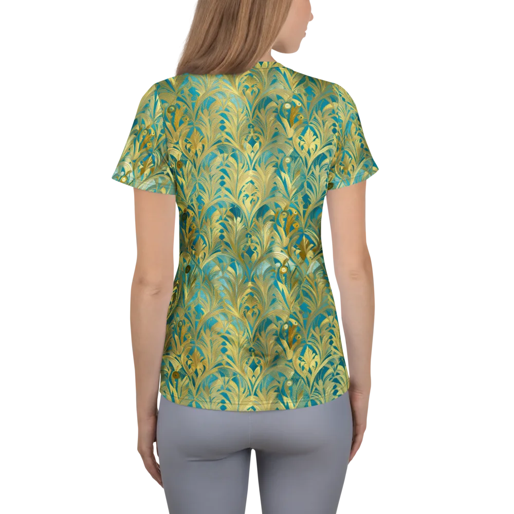 Turquoise Plumage on Women's Athletic T-Shirt — Back