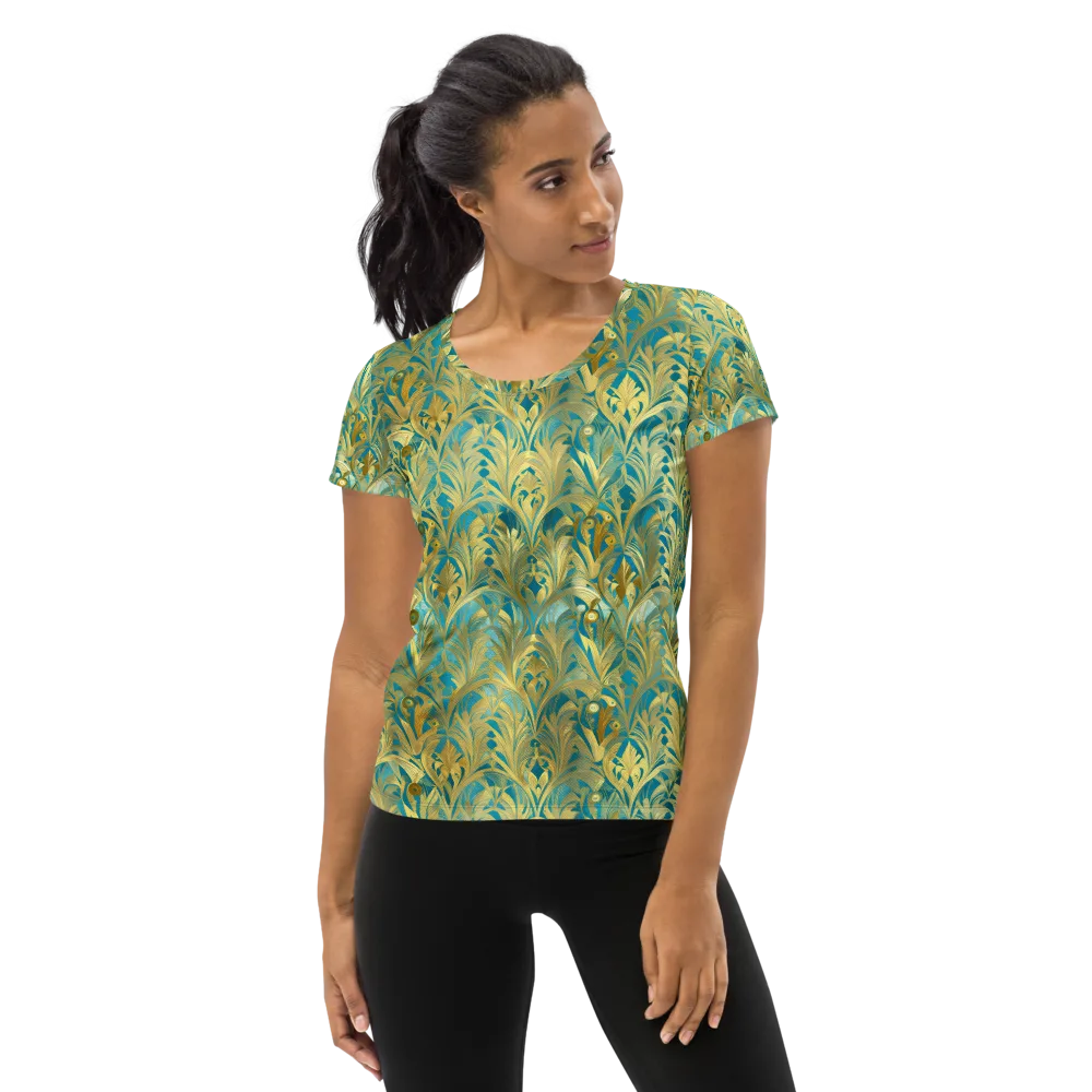 Turquoise Plumage on Women's Athletic T-Shirt — Front