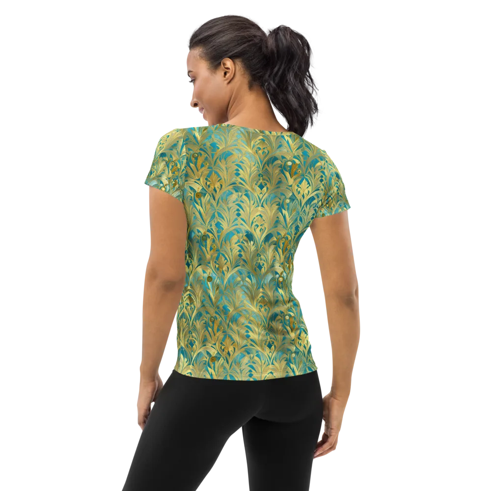 Turquoise Plumage on Women's Athletic T-Shirt — Back