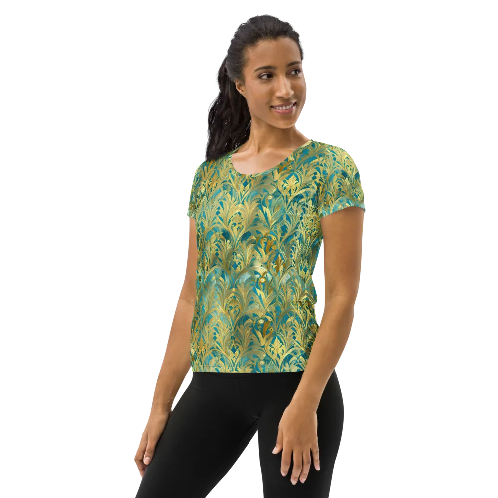 Turquoise Plumage on Women's Athletic T-Shirt — Left