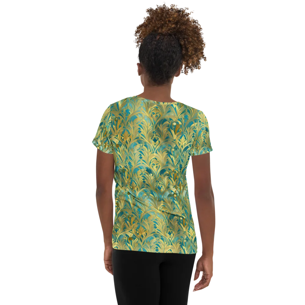Turquoise Plumage on Women's Athletic T-Shirt — Back