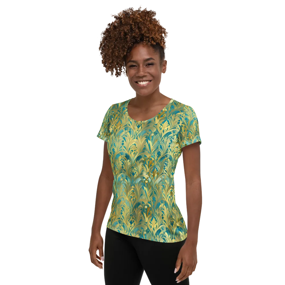 Turquoise Plumage on Women's Athletic T-Shirt — Left