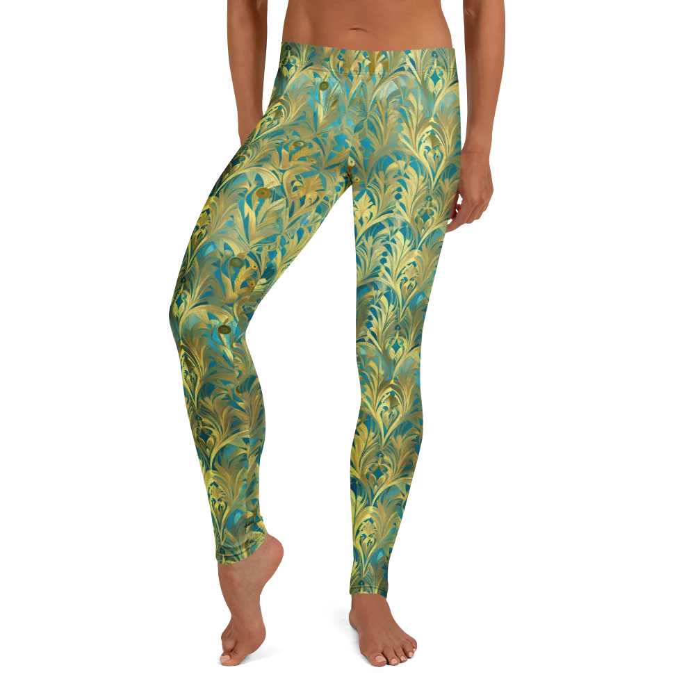 Turquoise Plumage on Leggings — Front