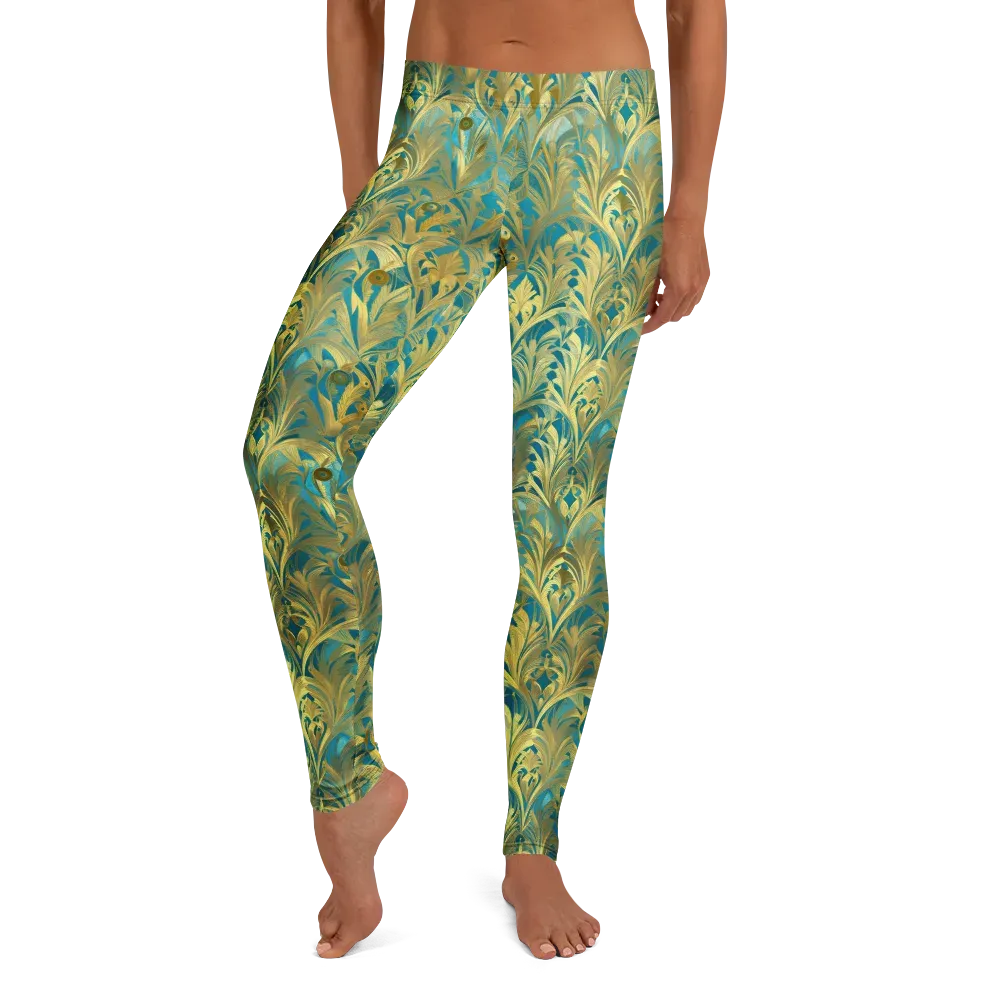 Turquoise Plumage on Leggings — Front