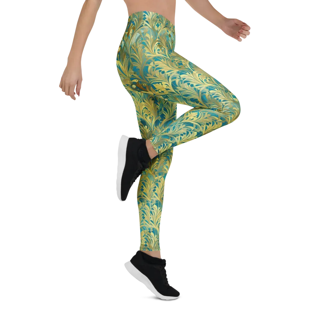 Turquoise Plumage on Leggings — Right