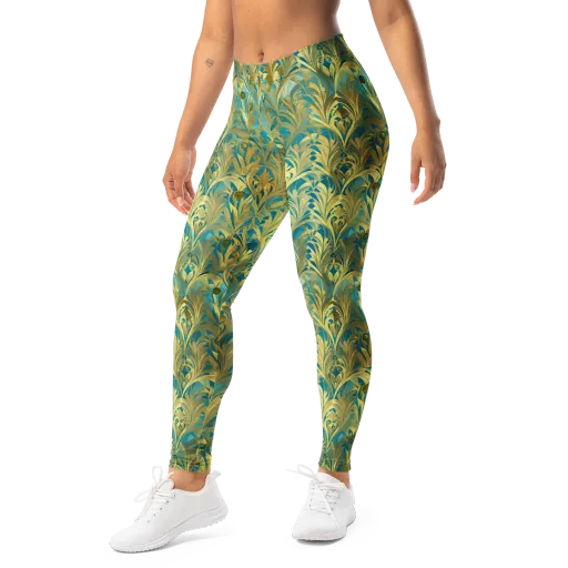 Turquoise Plumage on a Leggings