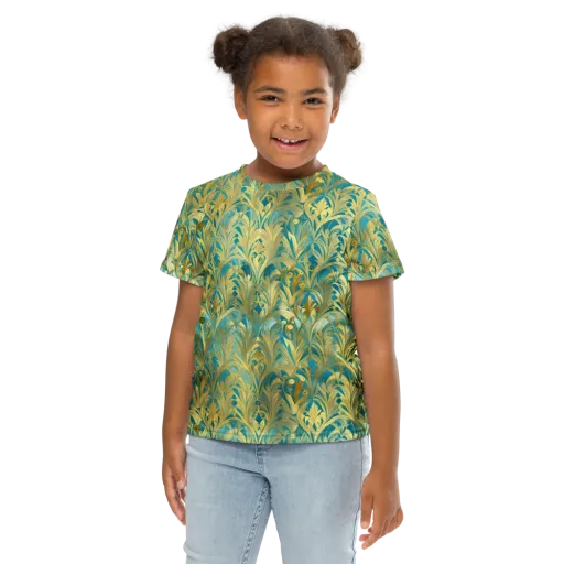 Turquoise Plumage on a Kids Crew Neck T-Shirt
