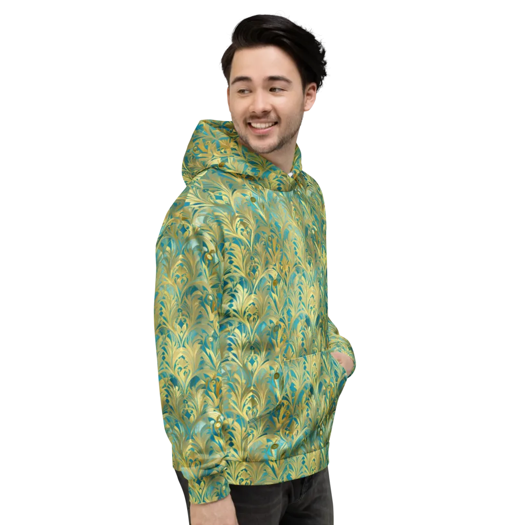 Turquoise Plumage on Hoodie — Right
