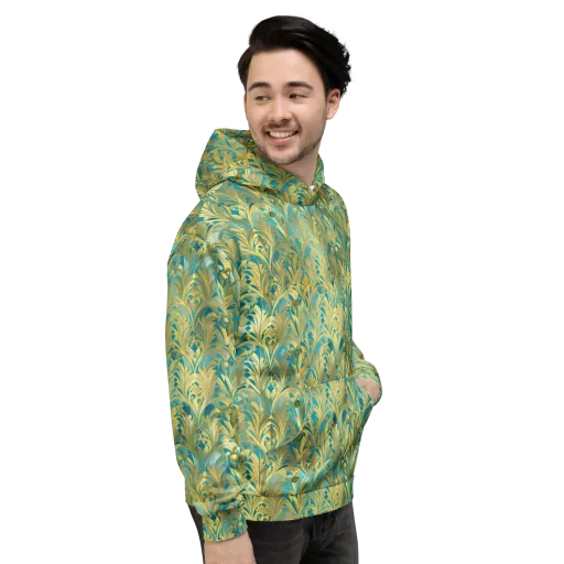 Turquoise Plumage on a Hoodie