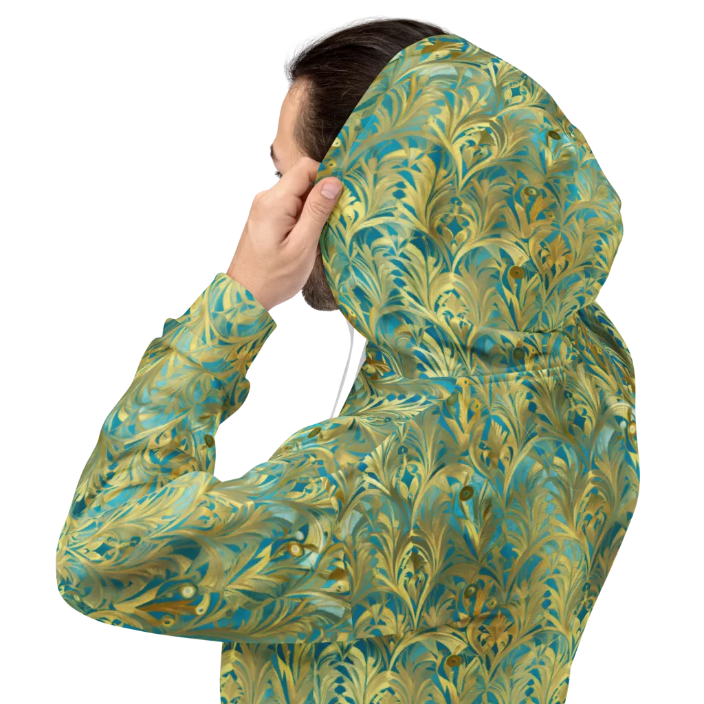 Turquoise Plumage on Hoodie — Back
