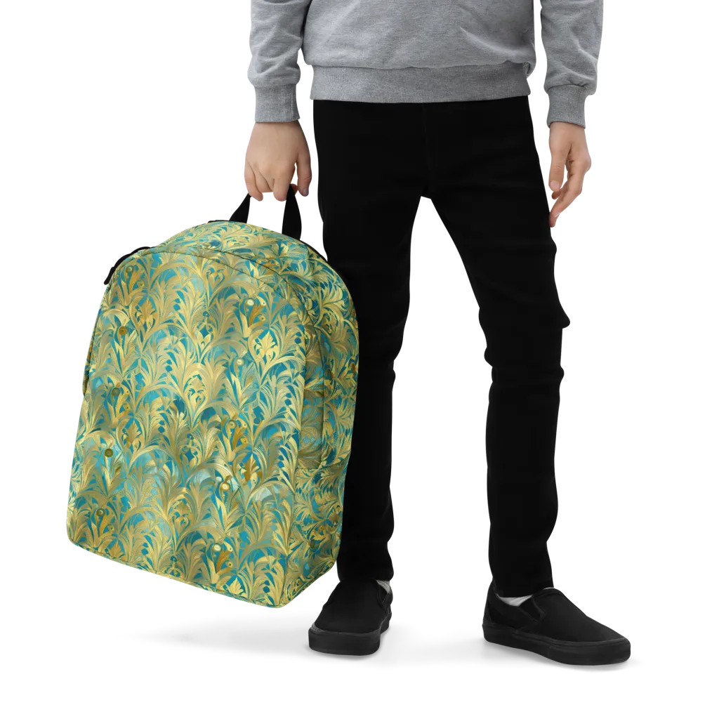 Turquoise Plumage on Minimalist Backpack — Zoomed-in