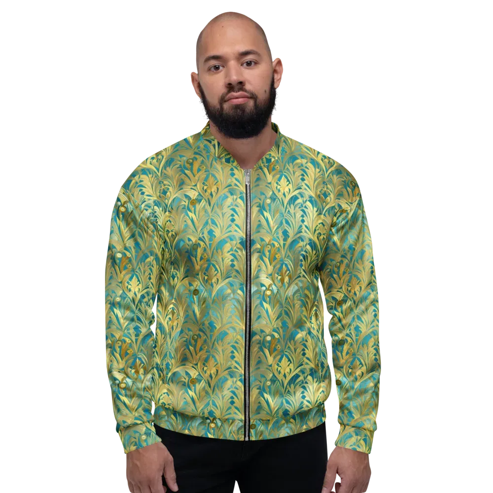 Turquoise Plumage on Bomber Jacket — Front