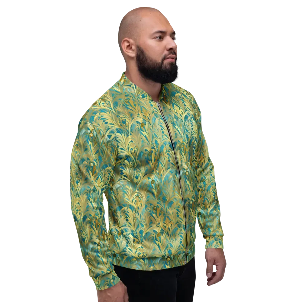 Turquoise Plumage on Bomber Jacket — Right