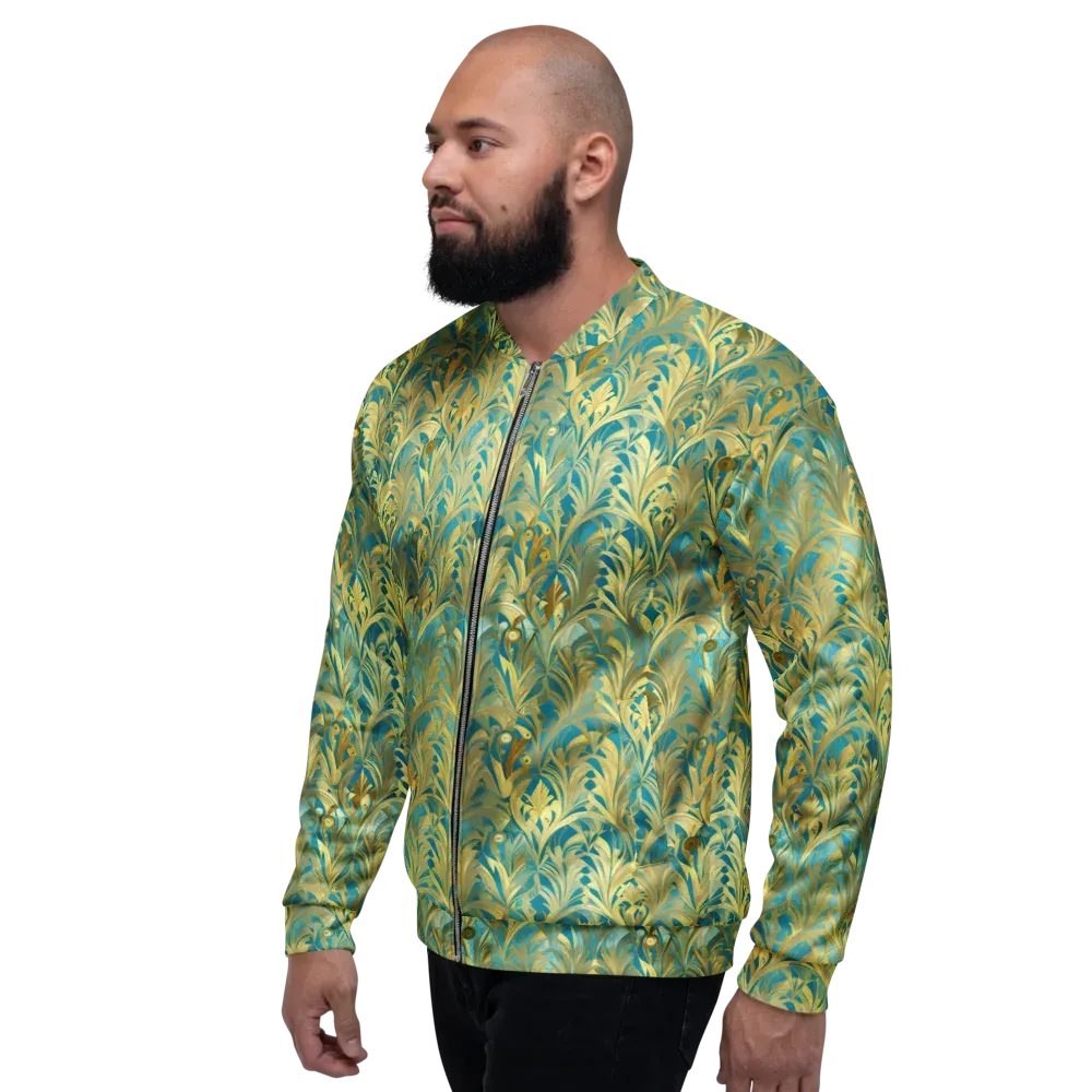 Turquoise Plumage on Bomber Jacket — Left