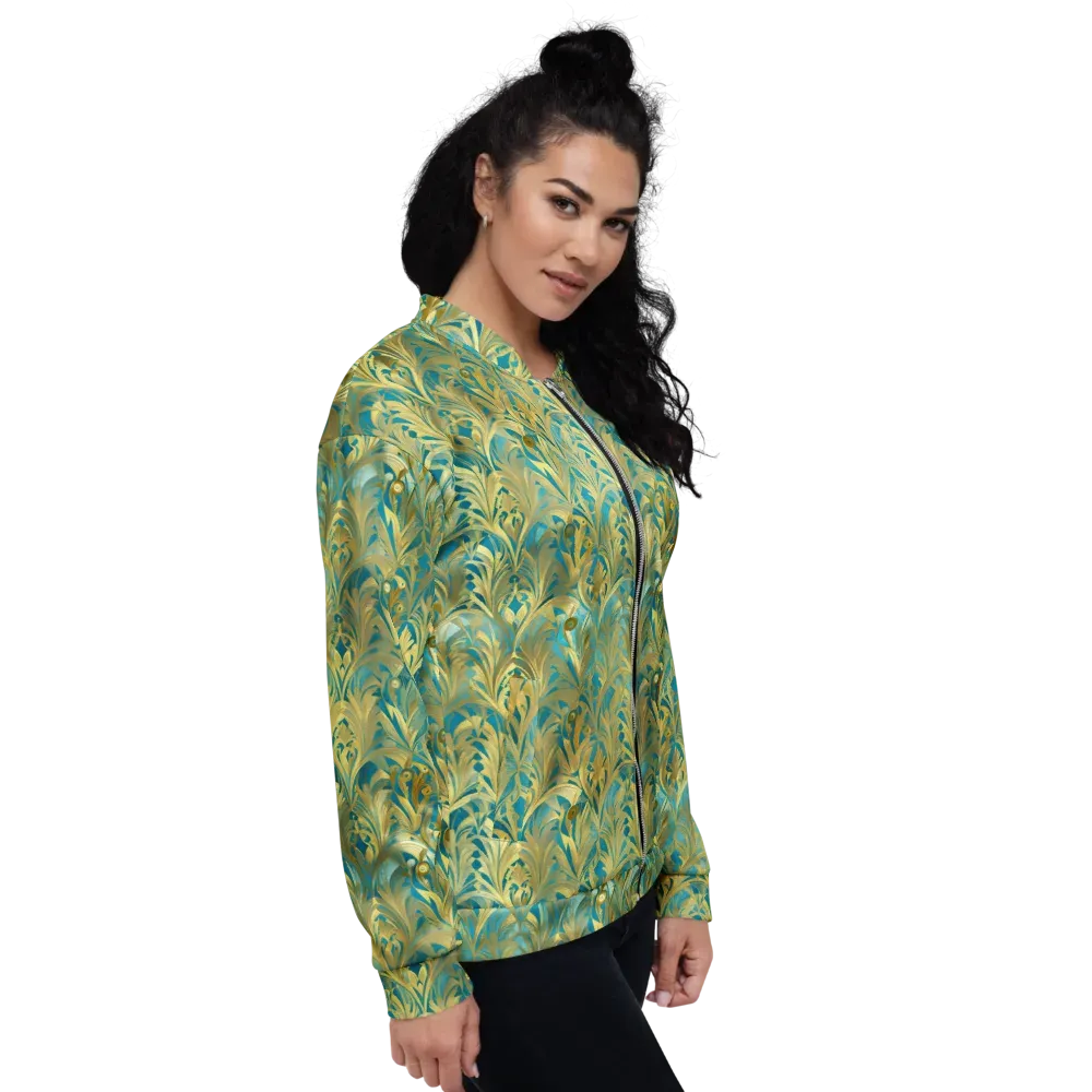 Turquoise Plumage on Bomber Jacket — Right