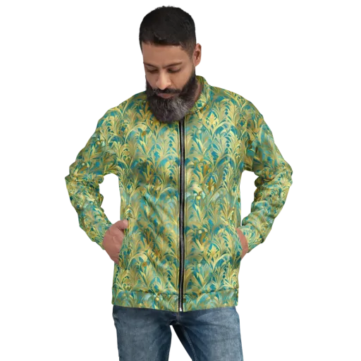 Turquoise Plumage on a Bomber Jacket